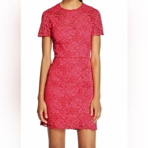 DKNY Corded Lace Scalloped Edge Bella Pink Sheath mini dress Size 2